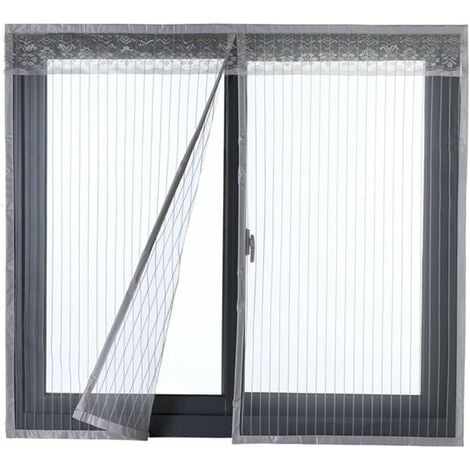 Mosquitera para puerta o ventana Mosquitera magnética Cortina de puerta con  imanes Gris 120x130cm