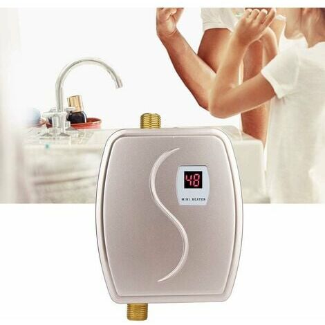  Calentador de ducha eléctrico, calentador de agua instantáneo  para baño, grifo caliente instantáneo, termostato de calefacción de cocina,  mini LCD sin tanque, calentador de agua instantáneo digital para baño :  Herramientas