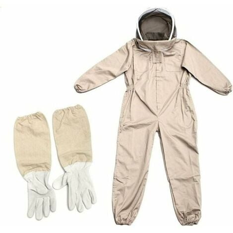 Ropa de apicultura con guantes, traje de apicultor de algodón natural con  velo de esgrima unisex(XL)