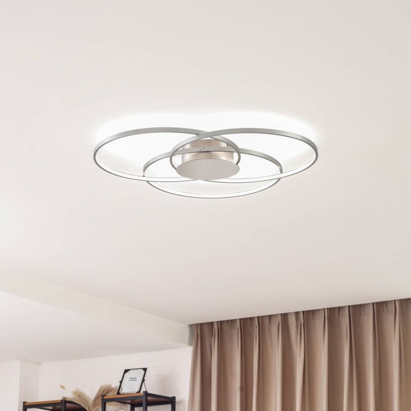 LED Deckenleuchte Riley Rund Drei Kreise Deckenlampe Lindby Weiß Küche Dimmbar 