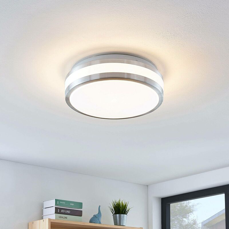 LED-Deckenlampe Nelia Rund Aluminium Deckenleuchte Lindby Wohnzimmer Flur 41 cm 