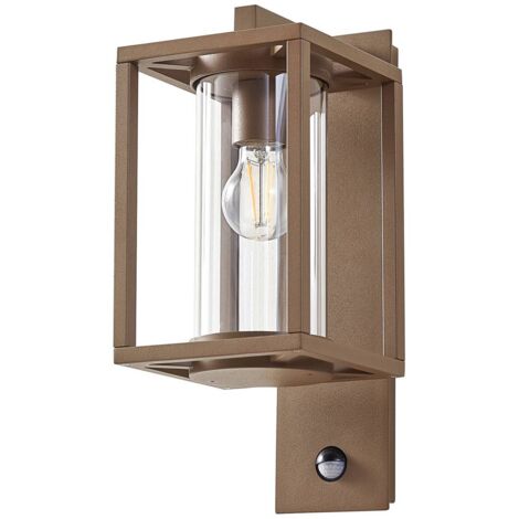 [NEUWERTIG] B-Ware Lucande Außenlampe Ferda Sensor Wandlicht Hängend Braun E27 Bewegungsmelder