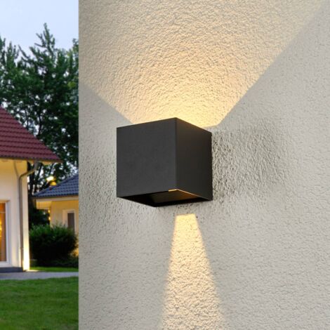 LED-Außenwandlampe Miana Aluminium Dach Lampenwelt Dunkelgrau Leuchte Dreieck 