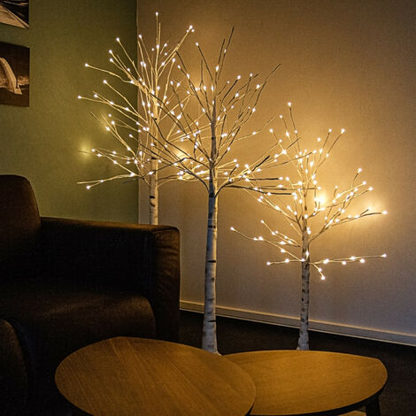 VOLTRONIC LED Baum Birkenoptik, innen und außen, IP44, warmweiß, Timer,  Fernbedienung, 120 cm
