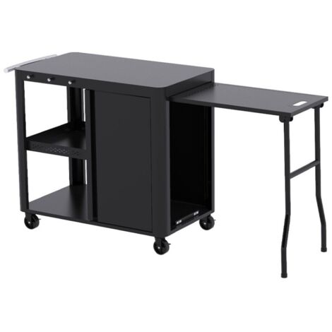 Brasero – Chariot à plancha avec plateau 85x50 cm – Extension 61,6x37 cm – 4 roues avec frein – Rangement pratique pour ustensiles