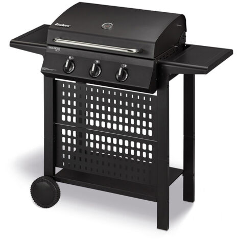 Barbecue à gaz 3 brûleurs inox – Surface de cuisson 50,5 x 33 cm – Grille de maintien au chaud – Bac récupérateur de graisse amovible – Enders
