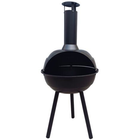 FAVEX - Brasero Boule Cheminée d'extérieur - Bûches & Charbon et bois - Brasero rond de jardin, terrasse - Sur Pieds - Structure Acier peint - Noir