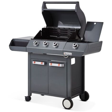 Brasero – Barbecue à gaz 3 brûleurs + 1 latéral – Surface de cuisson 57 x 41,5 cm – Puissance 11,95 kW – Housse de protection incluse