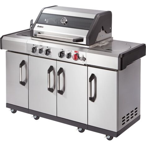 ENDERS - Barbecue Kansas II Pro 4 SIK Profi Turbo - 4 brûleurs dont 1 Turbo Zone - 1 brûleur arrière infrarouge - Lave-main, planche à découper - 22,3 kW