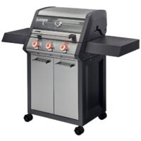 Favex – Barbecue à gaz Monroe Pro 3 feux – 3 brûleurs dont 1 Turbo Zone – Surface de cuisson 62 x 43 cm – Puissance 11,2 kW – Pour 10/12 convives