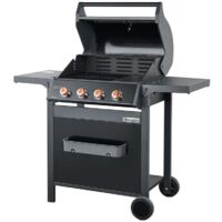 Brasero – Barbecue à gaz Spring II 4 brûleurs – Surface mixte grille & plancha fonte 64 x 41,5 cm – Puissance 12,6 kW – Thermomètre intégré – EASY CLEAN