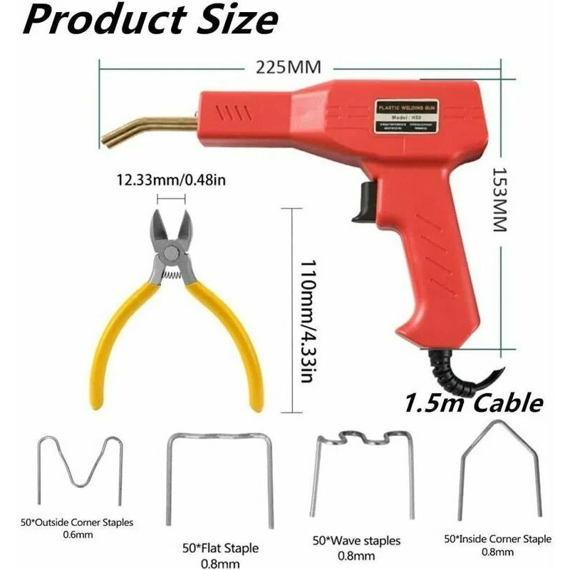 Soudage Plastique Machine, Réparation de Pistolet de Soudeur, Agrafeuse  Chaud 50W, Kit de Réparation de Pare-chocs de Voiture, Kit de Soudure en  Plastique pour Pare-Chocsvoiture/Car, Prise EU (Noir) : : Bricolage