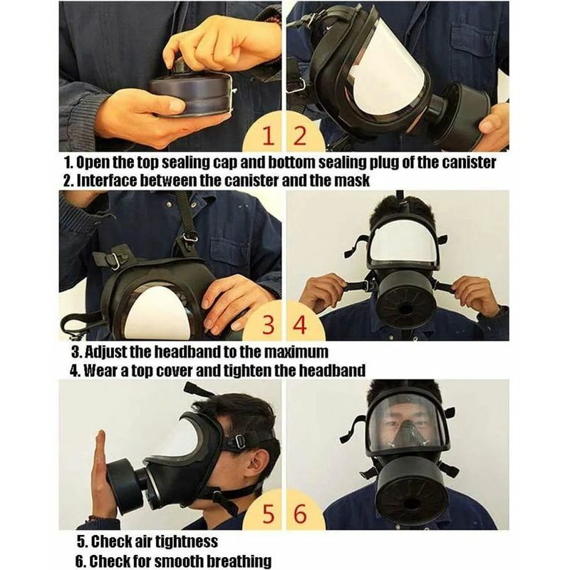 Respirateur masque a gaz reutilisable 2 filtre carbone rc203 protection nez  bouche risque chimique np306