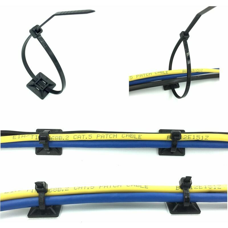 Serre cable adhesif blanc – fix cable avec embase adhesive pour cable  management – Serre cable plastique, attache cable adhesive, organisateur de  cable, support de cable adhesif, Lefou