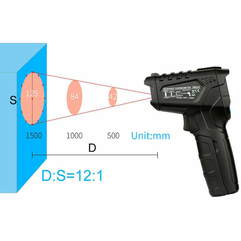 Thermomètre infrarouge Jauge de température laser numérique Pistolet MESTEK  Pyromètre