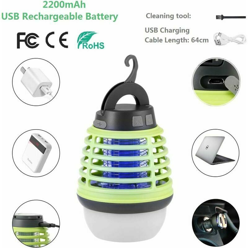 Lampe anti-moustique électrique 2 en 1 Night Light avec batterie de  télécommande piège à moustiques UV rechargeable pour les jardins de chambre  (noir)