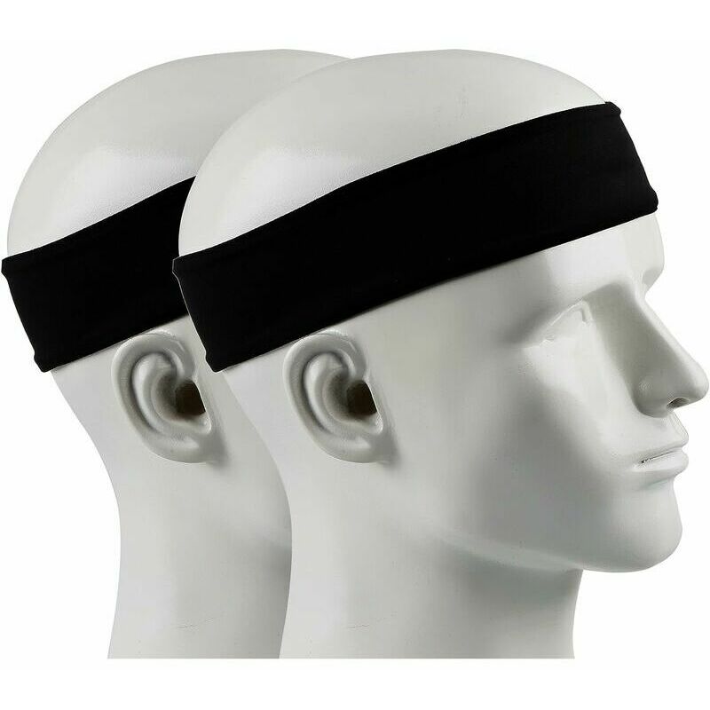 SAVITA 2 Pièces Headband Sport Bandeau Hiver Cache Oreille Anti  Transpiration pour Running,Homme, Femme 2 Color Noir, Gris