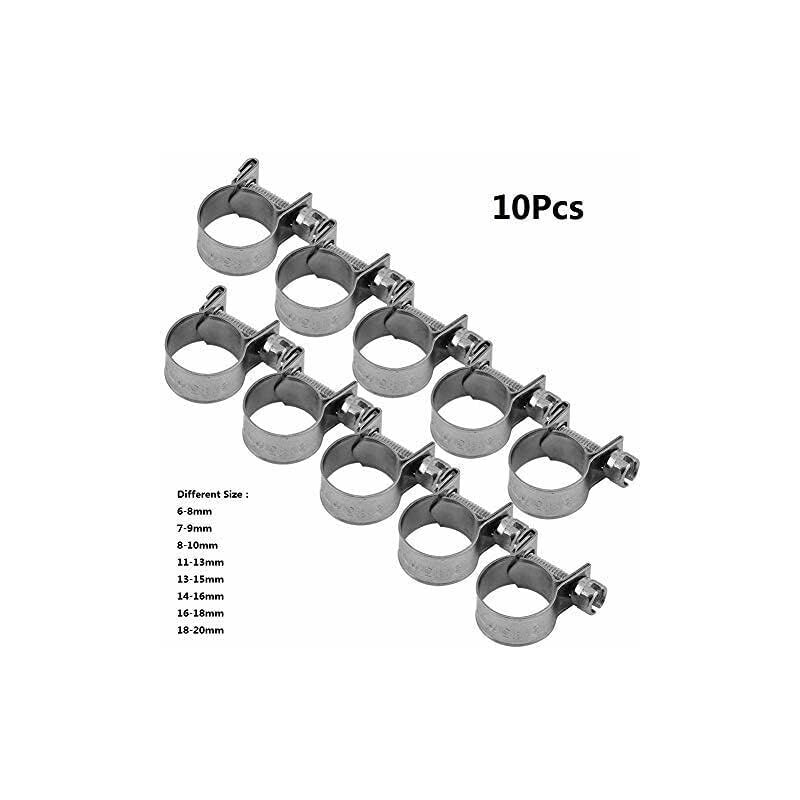 10 Colliers De Serrage Acier Inoxydable 304 - 6 à 20mm - Pour Tuyaux Carburant, Eau, Air