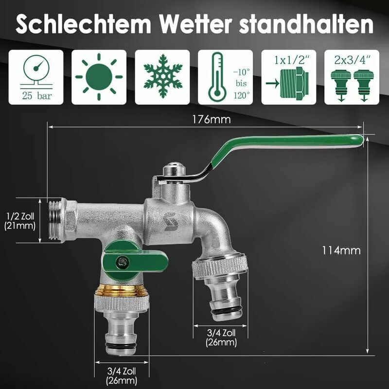 Robinet De Jardin En Laiton 1/2", Résistant Au Gel Et à La Chaleur