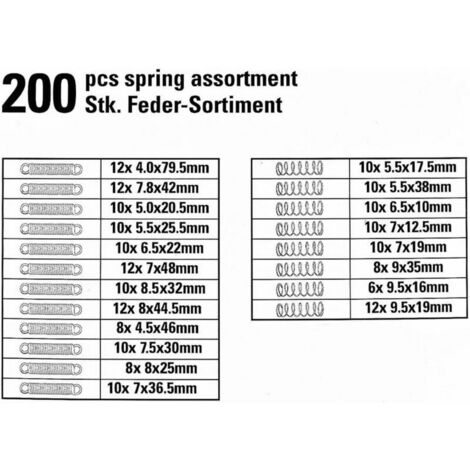 Ressorts Compression Kit 450 Acier Inox - 15 Tailles Différentes Boîte Rangement 450 Pieces 15 Tailles Differentes