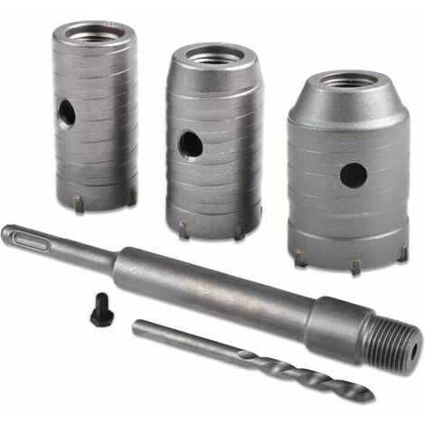 Scie à Cloche Trépan, Ø30mm, 40mm, 50mm Set de Scies Cloches , Trépan Béton 350 mm SDS Plus Tige d'Extension Pointe en Carbure de Tungstène,Scie Cloche pour Brique Pierre Béton Ciment（poignée ronde）