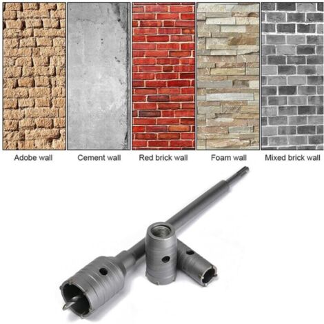 Scie à Cloche Trépan, Ø30mm, 40mm, 50mm Set de Scies Cloches , Trépan Béton 350 mm SDS Plus Tige d'Extension Pointe en Carbure de Tungstène,Scie Cloche pour Brique Pierre Béton Ciment（poignée ronde）