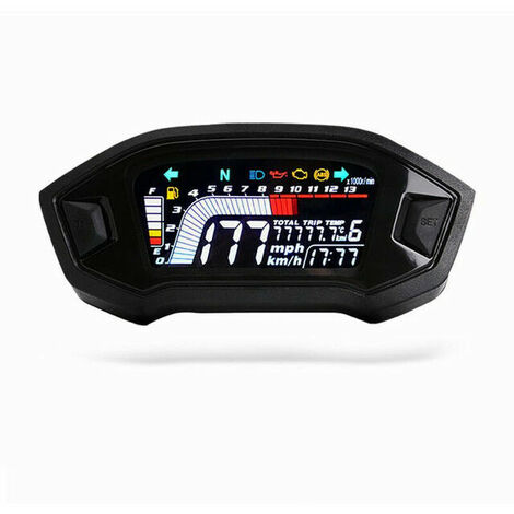 Compteur kilométrique de moto universel LCD compteur de vitesse numérique  jauges de tachymètre avec veilleuse adaptée à la moto 12V