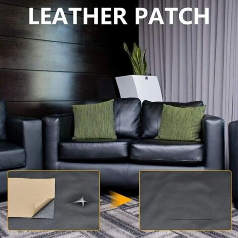 Patch En Cuir Réparation, Patch En Cuir, 5 pièces patch en cuir auto-adhésif, Cuir artificiel durable, résistant au frottement, autocollant, pour sièges dauto, canapés (20 x 30cm, noir)