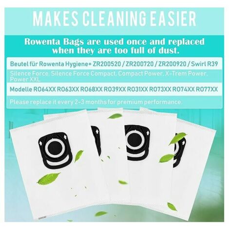 Lot De 15 Sacs Aspirateur Pour Rowenta - Compatible Hygiene+ ZR200520/ZR200720