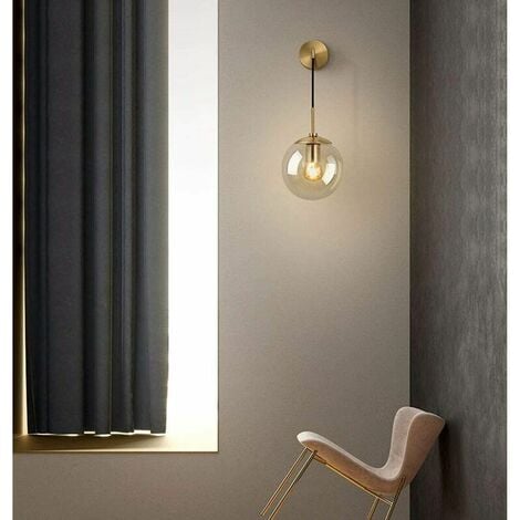Industriel Vintage 15 cm Verre Globe Drop Applique Murale Chambre Couloir Applique Lumière Rétro Ambre Verre Sphère Applique Murale (Ambre)