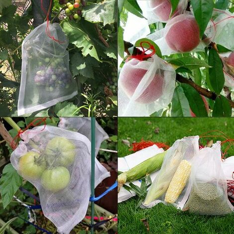 100pcs Sacs de filet de protection des fruits pour les arbres fruitiers,  sacs barrière en maille de jardin