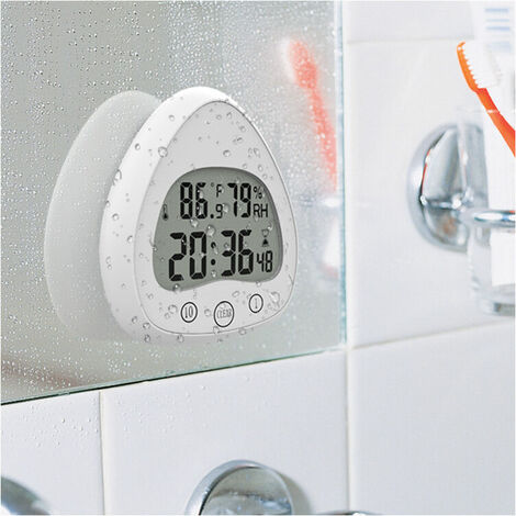 Horloge de salle de bain radio pilotée - Horloge murale à ventouses -  Thermomètre - — Technoline Store
