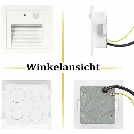 4 LED Encastré Mur Spot 3W Applique Murale Escalier Marche Lumière Lampe Détecteur de Mouvement Sol Encastré Lumière Escalier Lumière Hall Lampe 2800K Blanc Chaud