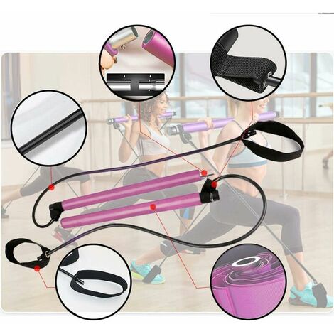 Acheter Kit de barre Pilates portable avec bande de résistance, exercice de  Yoga, barre Pilates