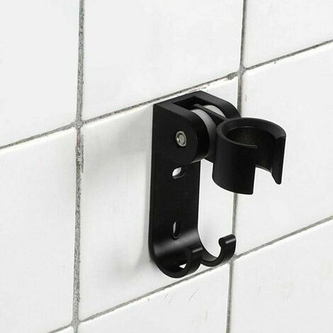 Support pour Pomme de Douche - Support pour Baguette de Douche Support  Mural réglable en Acier Inoxydable pour Salle de Bain Support de Douche  avec 2 Crochets (Noir)