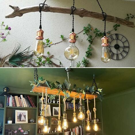 Fil électrique   Led Lighting 10m Fil Electrique Corde, 2 Noyaux Linge De Câble D'eclairage De Corde Vintage Fil De Cuivre Recouvert Rétro Tressé Industriel Corde Pour Diy Pendentif Lampe