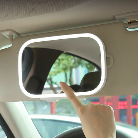 Miroir de courtoisie de pare-soleil de voiture avec lumières LED Miroir de  maquillage Miroir cosmétique