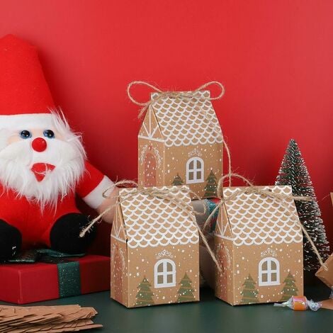 20 Pcs Boite Cadeaux Noel, Decoration Noel Boite Cadeau en Papier Kraft,  Petite Boite Cadeau Noel