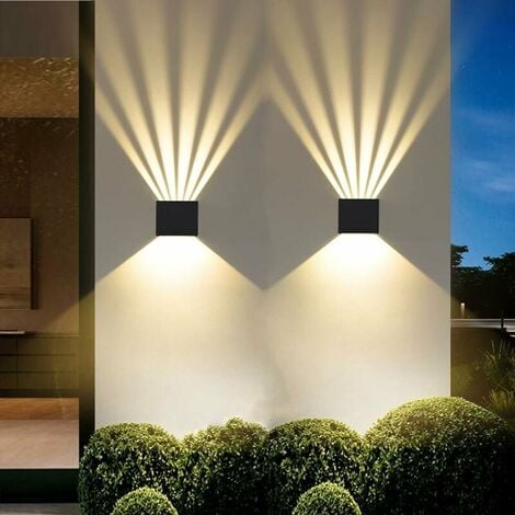 Applique solaire Extérieur IP54 Lampe murale LED Blanc Chaud 3000K Pour  Cour Jardin Couloir Terrasse Proche Mur Pathway Patio Villa