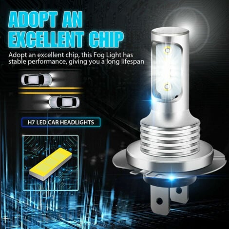 Ampoule H7 LED, 1000 LM 6000K Blanc Extrêmement Brillant Phare LED