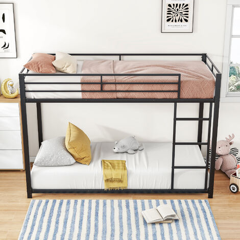 Lit Superposé Métal Sweiko 90x200cm - Avec Lit Gigogne, Garde-corps Hauts, Pour Enfants Et Ados