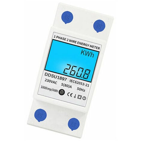 Compteur d'Énergie Numérique Monophasé - 60A - 90-250V AC - WiFi - Rail DIN  - Électronique
