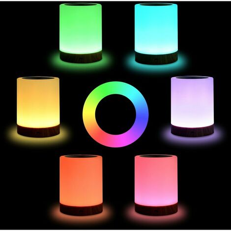 Lampe de chevet LED intelligente, 3 niveaux de luminosité, lampe de chevet  multicolore avec fonction minuterie, commande tactile,Starlight