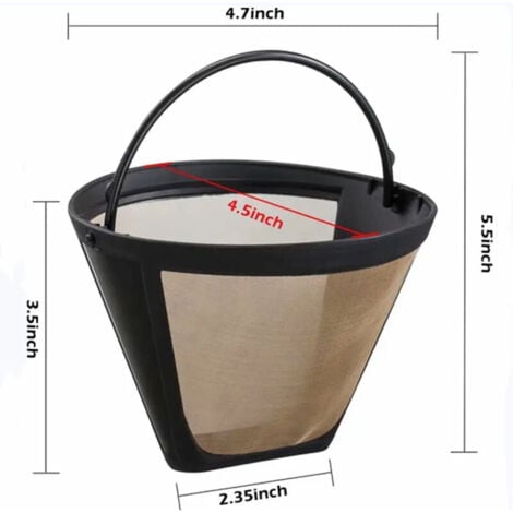2 PCS Filtre Cafetiere en Acier Doré 304 10cm 100 Mailles Filtre à Café Permanent Antirouille Goutteur de Café Réutilisable Anti-corrosion pour Machine à Café Cuisine Bureau Café Boulangerie