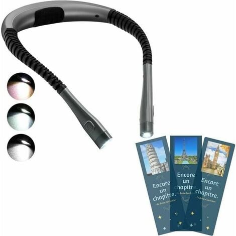 Glocusent Lampe de Lecture de Cou Rechargeable, Lampe pour lecture au Lit, 3 Couleurs, 6 Niveaux de Luminosité, Bras Pliables, Longue Durée de Vie, Parfaite pour la Lecture,Le Tricot,la Réparat