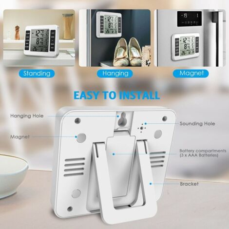 Thermomètre ORIA Sans Fil - 2 Capteurs Pour Frigo/extérieur, Alarme, écran LCD - Maison, Cuisine, Restaurant