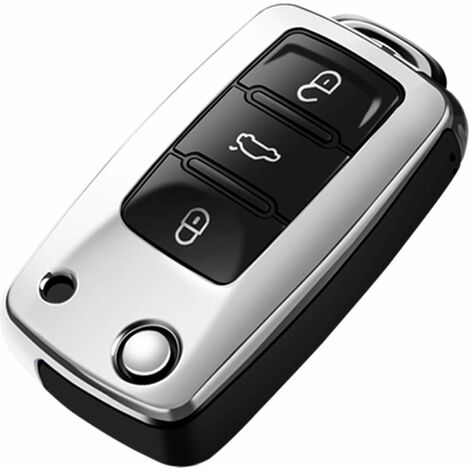 Coque Silicone Pour Clé VW Skoda Seat - Modèle 3 Boutons, Couleur Chrome Or Rose, Protection Anti-chocs - 9