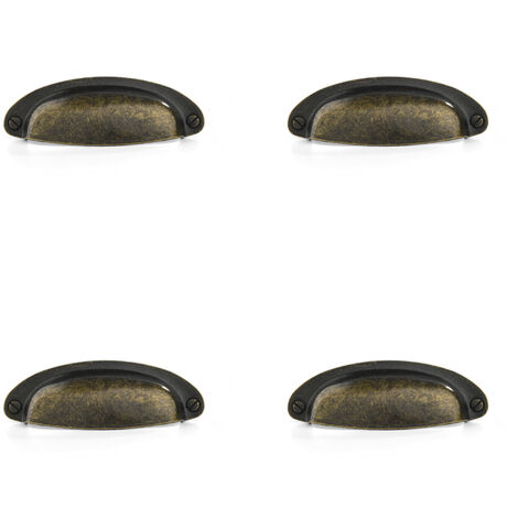 4 Poignées De Tiroir Coquille Métal Doré Mat – Quincaillerie Déco Vintage