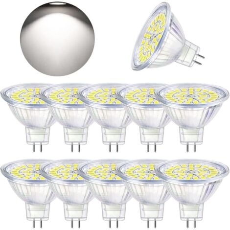 Ampoule LED GU5.3 Blanc Froid 6000K, MR16 LED 12V 5W Equivalent à 50W Halogène, Ampoules LED Spot Non Dimmable, Lot de 10,TRIMEC