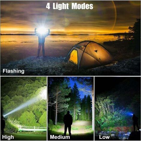 Lot De 2 Lampes Frontales LED - 1300lux, 6 Modes, Étanche IPX4